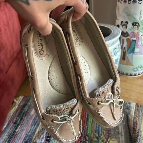 Sperry Women’s Top Sider Beige Leather Boat Shoes 8M - Picture 9 of 16